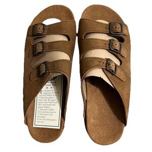 SAS Tripad Comfort three-buckle nubuck leather sandals in a tan  Women's 11 M